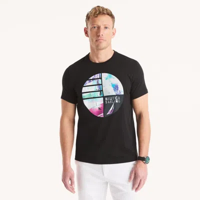 Nautica Mens Modern Sailing Graphic T-shirt In Black