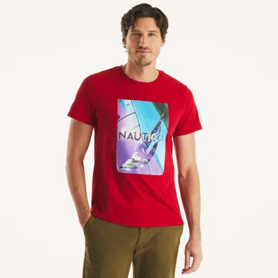 Nautica Mens Modern Sailing Graphic T-shirt In Multi