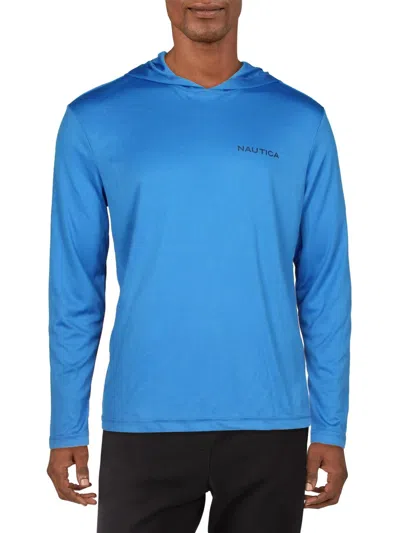 Nautica Mens Moisture Wicking Performance Pullover Top In Blue