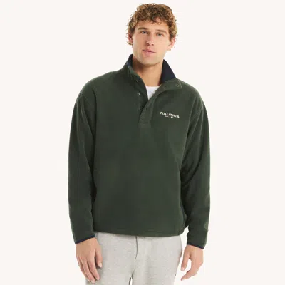 Nautica Mens Nautex Fleece Mock-neck Pullover In Green
