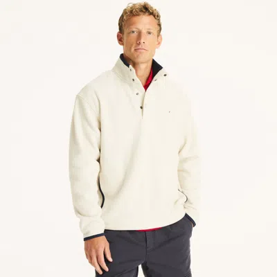 Nautica Mens Nautex Fleece Mock-neck Pullover In White