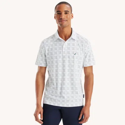 Nautica Mens Navtech Classic Fit Printed Golf Polo In Bright White