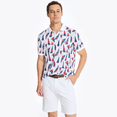 Nautica Mens Navtech Classic Fit Printed Polo In White