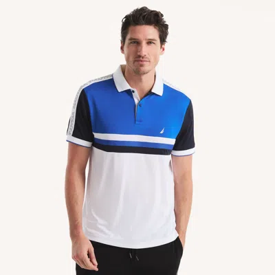Nautica Mens Navtech Colorblock Classic Fit Polo In White