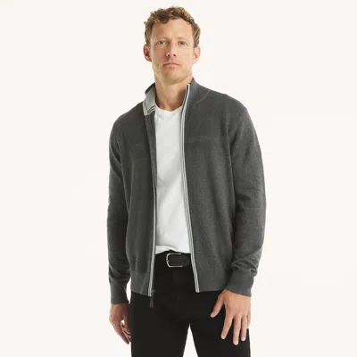 Nautica Mens Navtech Mock-neck Full-zip Sweater In Green