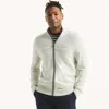 Nautica Mens Navtech Mock-neck Full-zip Sweater In White