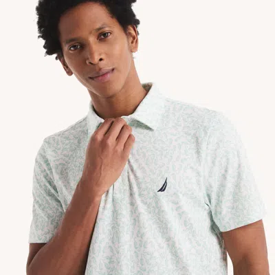 Nautica Mens Navtech Printed Classic Fit Polo In White