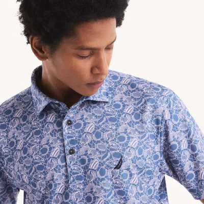 Nautica Mens Navtech Printed Classic Fit Polo In Blue