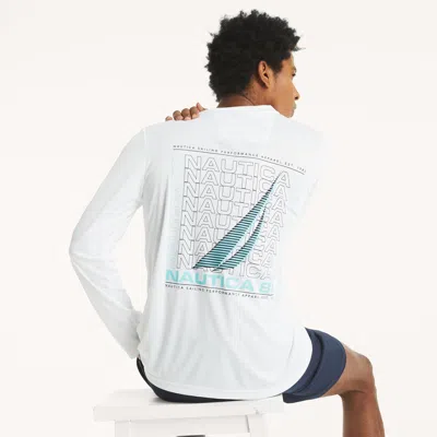 Nautica Mens Navtech Rash Guard Swim Shirt In White