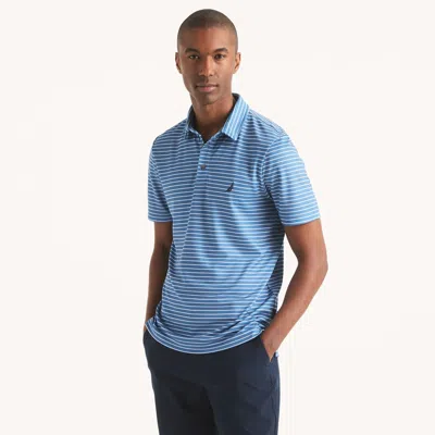 Nautica Mens Navtech Striped Classic Fit Polo In Blue