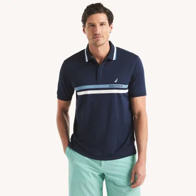Nautica Mens Navtech Striped Classic Fit Polo