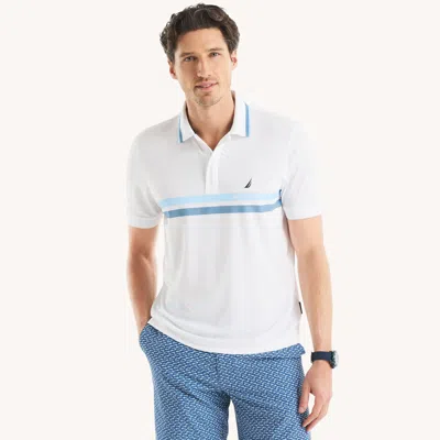 Nautica Mens Navtech Striped Classic Fit Polo In White