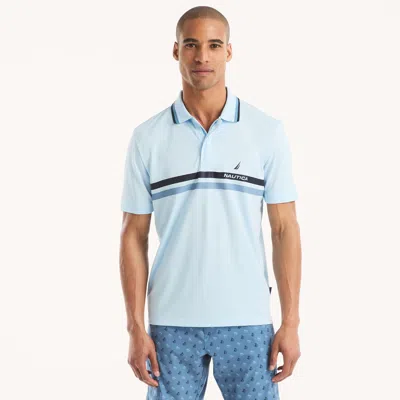 Nautica Mens Navtech Striped Classic Fit Polo In Blue
