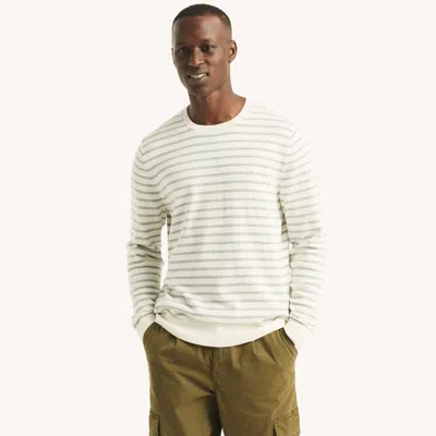 Nautica Mens Navtech Striped Crewneck Sweater In White