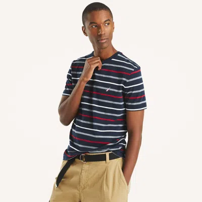 Nautica Mens Navtech Striped Crewneck T-shirt In Blue