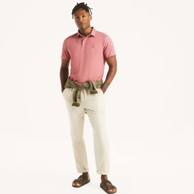 Nautica Mens Navtech Striped Polo In Pink