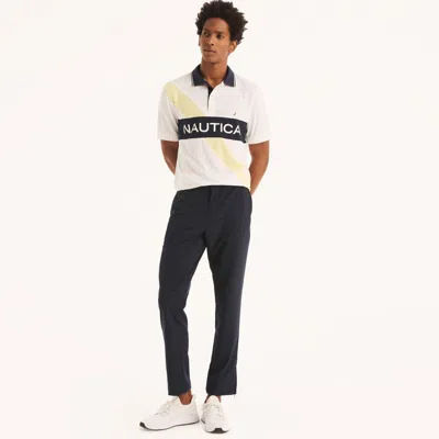 Nautica Mens Navtech Sustainably Crafted Classic Fit Colorblock Polo In White