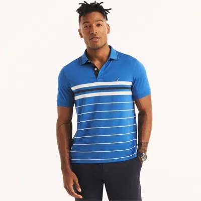 Nautica Mens Navtech Sustainably Crafted Classic Fit Striped Polo In Blue