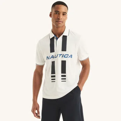 Nautica Mens Navtech Sustainably Crafted Colorblock Classic Fit Polo In White