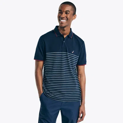 Nautica Mens Navtech Sustainably Crafted Striped Classic Fit Polo In Multi