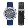 Nautica Mens Nct Blue Ocean Leather And Silicone Watch Box Set In Multi