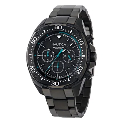 Nautica Mens Nct Blue Sail Chronograph Stainless Steel Watch In Black