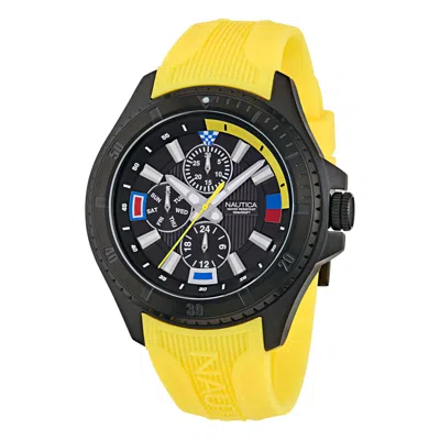 Nautica Mens Nct Leeway Multi-function Silicone Watch In Yellow