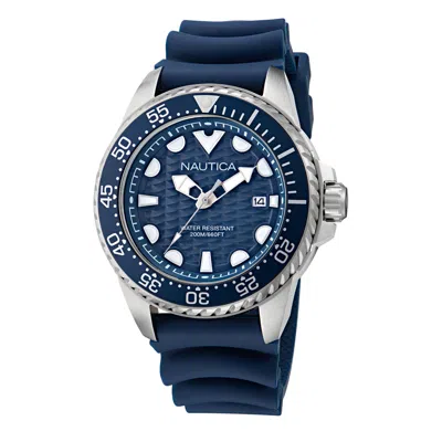 Nautica Mens Nct Sea Dive Silicone Strap 3-hand Watch In Blue