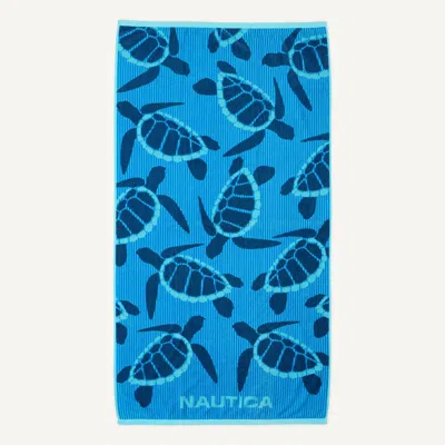 Nautica Mens Neon Turtles Blue Beach Towel