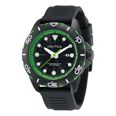 Nautica Mens Nsr Silicone Quartz Analog Watch In Black