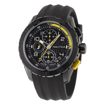Nautica Mens Nst 101 Recycled Silicone Chronograph Watch In Black