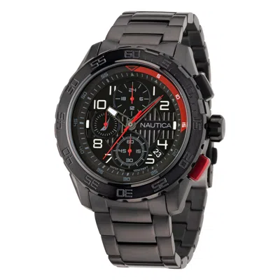 Nautica Mens Nst 101 Recycled Stainless Steel Chronograph Watch In Black