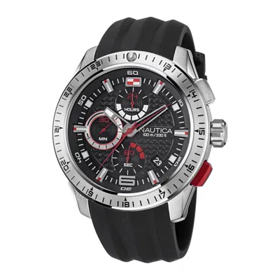 Nautica Mens Nst 101 Stainless Steel And Silicone Watch In Black