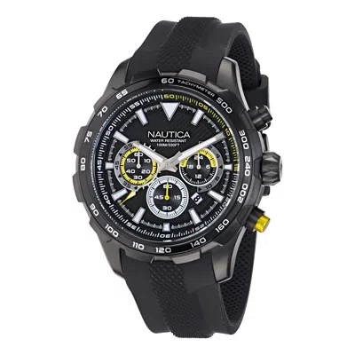 Nautica Mens Nst Silicone Chronograph Watch In Black
