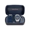 Nautica Mens Nst Stainless Steel And Silicone Watch Box Set In Blue