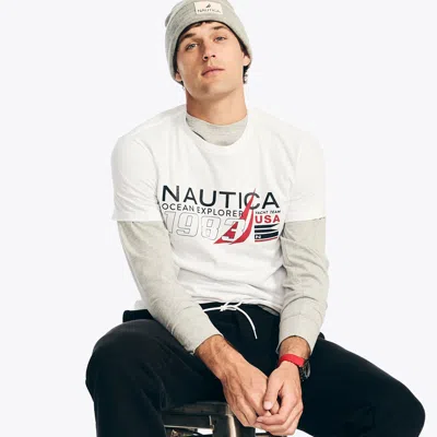 Nautica Mens Ocean Explorer Graphic T-shirt In White