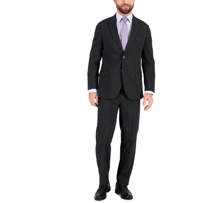 Nautica Mens Pinstripe Polyester Two-button Suit In Grey