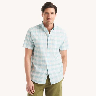 Nautica Mens Plaid Oxford Short-sleeve Shirt In Blue