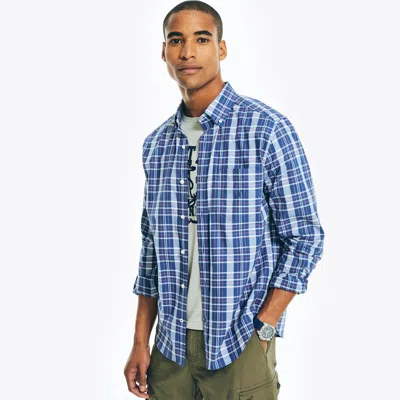 Nautica Mens Plaid Poplin Shirt In Multi
