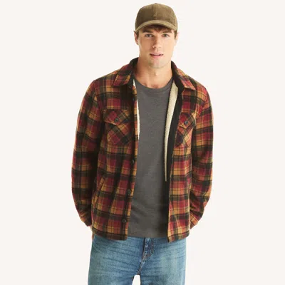 Nautica Mens Plaid Shacket In Brown