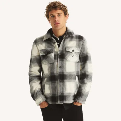 Nautica Mens Plaid Shacket In Gray