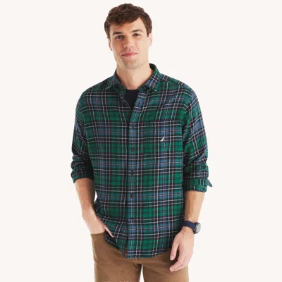 Nautica Mens Plaid Shirt In Blue