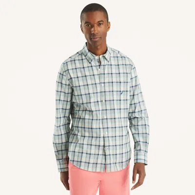 Nautica Mens Plaid Shirt In Estate Blue