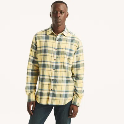 Nautica Mens Plaid Shirt In Yellow
