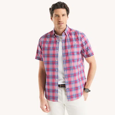 Nautica Mens Plaid Short-sleeve Shirt In Purple