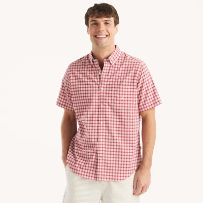 Nautica Mens Plaid Short-sleeve Shirt In Pink