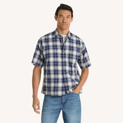 Nautica Mens Plaid Short-sleeve Shirt In Blue