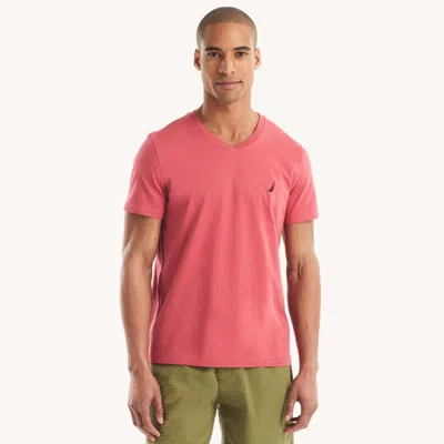 Nautica Mens Premium Cotton V-neck T-shirt In Pink
