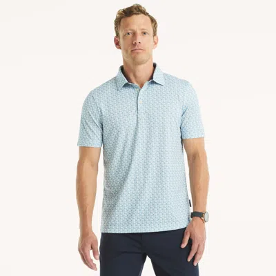 Nautica Mens Printed Golf Fit Polo In Blue