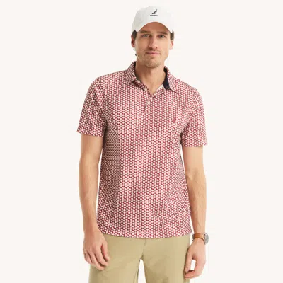 Nautica Mens Printed Golf Fit Polo In Pink